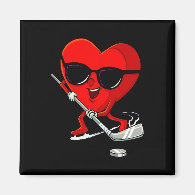 Heart Spelar ishockey Cute Valentines day Sport Magnet (Framsidan)