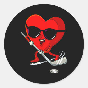 Heart Spelar ishockey Cute Valentines day Sport Runt Klistermärke