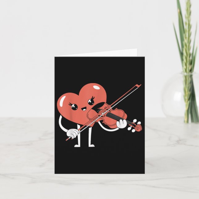 Heart spelar Violin Valentines day Music Kärlek Mu Kort (Framsida)