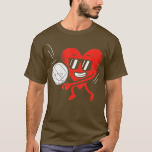 Heart spelar volleyball Valentines day Kärlek Spor T Shirt