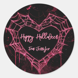 Heart Spindelnät Rosa Gothic Girls Halloween Runt Klistermärke