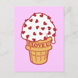 Heart Sprinkle Ice Cream Cone Vykort