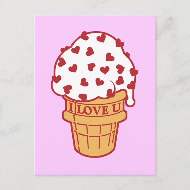 Heart Sprinkle Ice Cream Cone Vykort (Framsida)