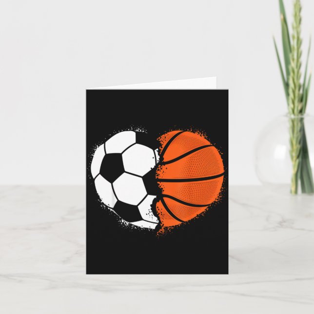 Heart Srts Soccer Basketball Ball Lover Valentines Kort (Framsida)