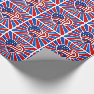 Heart Stars and Stripes in Red White and Blue Presentpapper