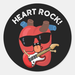 Heart Sten Funny Music Pun Mörk BG Runt Klistermärke