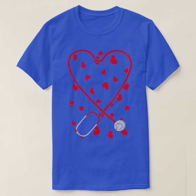 Heart Stethoscope Cute Kärlek Nursing Valentines d T Shirt (Design framsida)
