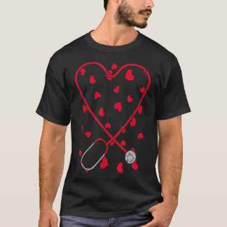 Heart Stethoscope Cute Kärlek Nursing Valentines d T Shirt