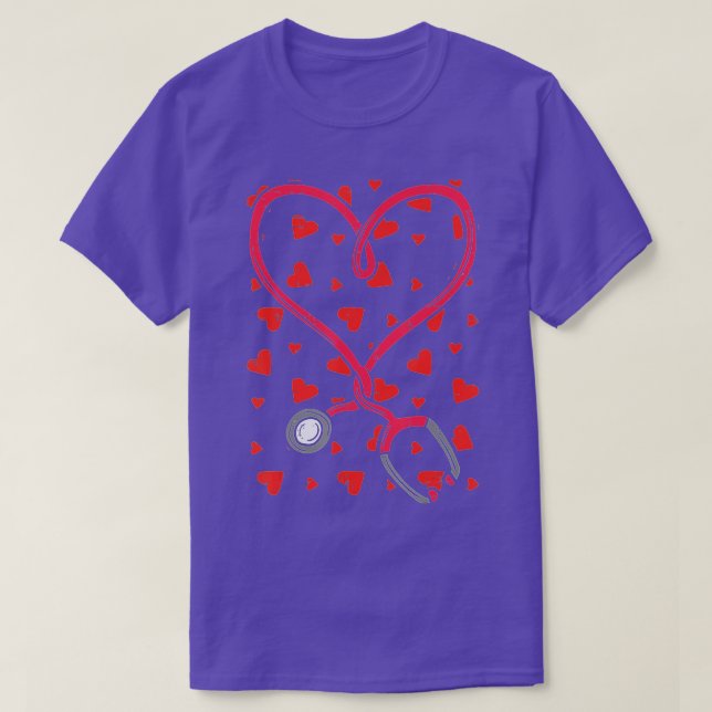 Heart Stethoscope Cute Kärlek Nursing Valentines d T Shirt (Design framsida)