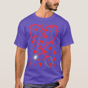 Heart Stethoscope Cute Kärlek Nursing Valentines d T Shirt