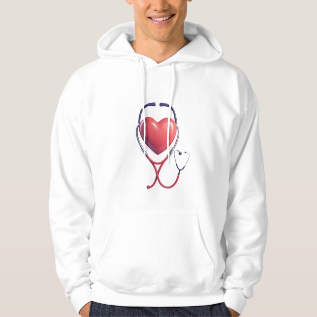 Heart Stethoscope Love Hoodie (Framsida)