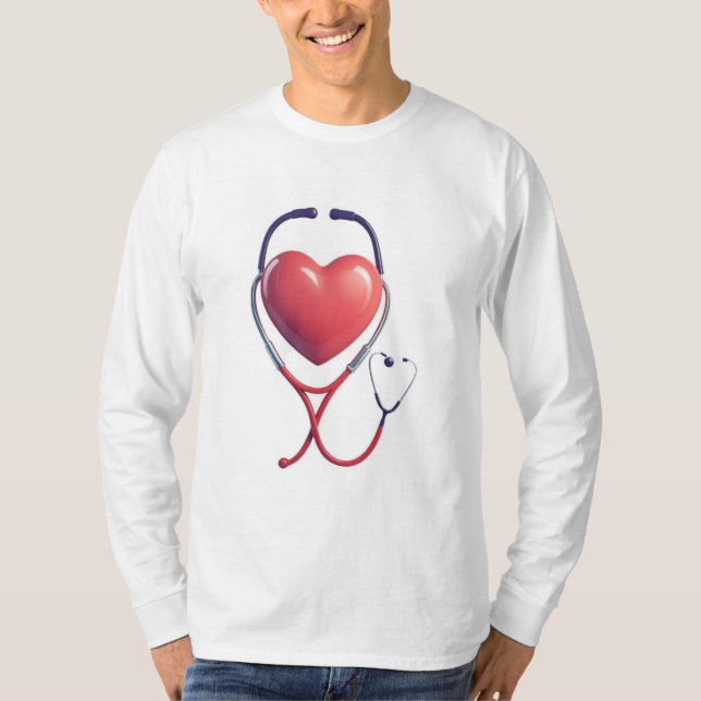 Heart Stethoscope Love Sweatshirt T Shirt (Framsida)