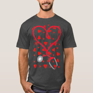 Heart Stethoscope Nurse Valentines day Cute Kärlek T Shirt