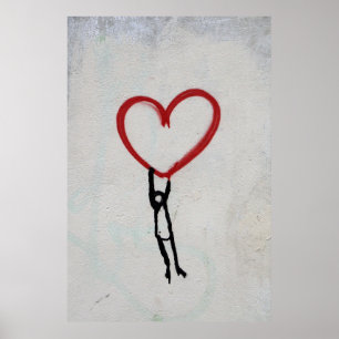 HEART & STICK MAN GRAFFITI WALL STREET ART POSTER