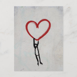 HEART & STICK MAN GRAFFITI WALL STREET ART VYKORT