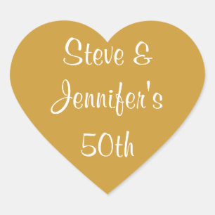Heart Stickers 50:e Bröllop-årsdagen 50 Hjärtformat Klistermärke