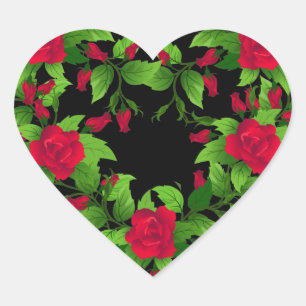 Heart Stickers-Röd ros Hjärtformat Klistermärke
