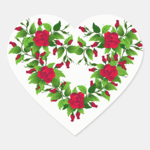 Heart Stickers-Röd ros Hjärtformat Klistermärke