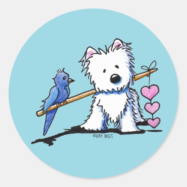 Heart Strings Westie Klistermärke (Framsida)