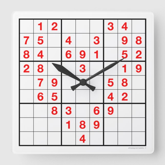 Heart Sudoku Clock med nedladdningsbart pussel Fyrkantig Klocka (Framsida)