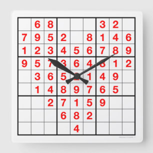 Heart Sudoku-klocka med nedladdningsbart pussel (e Fyrkantig Klocka