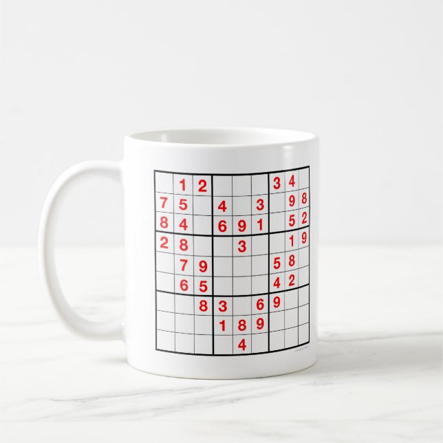 Heart Sudoku med nedladdningsbart pussel Kaffemugg (Vänster)