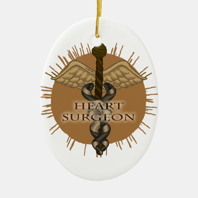 Heart Surgeon Caduceus Julgransprydnad Keramik (Framsidan)
