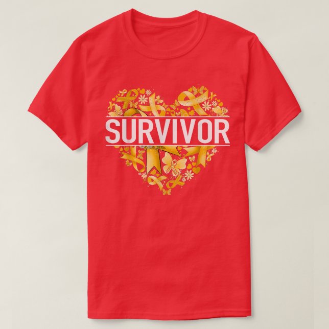 Heart Survivor Guld Ribbon Childnature Cancer Awar T Shirt (Design framsida)