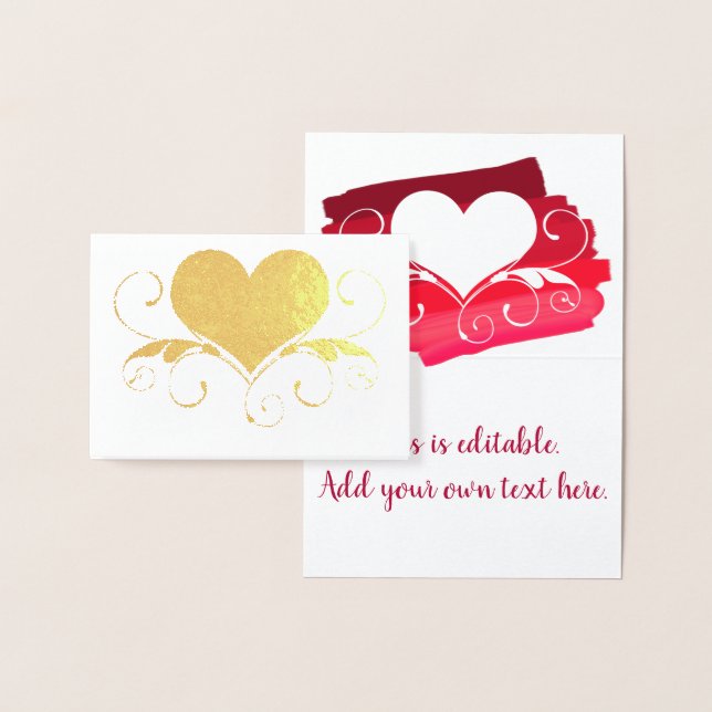 Heart Swirl | Rosa Ombre Heart Cutout Folierat Kort (Display)