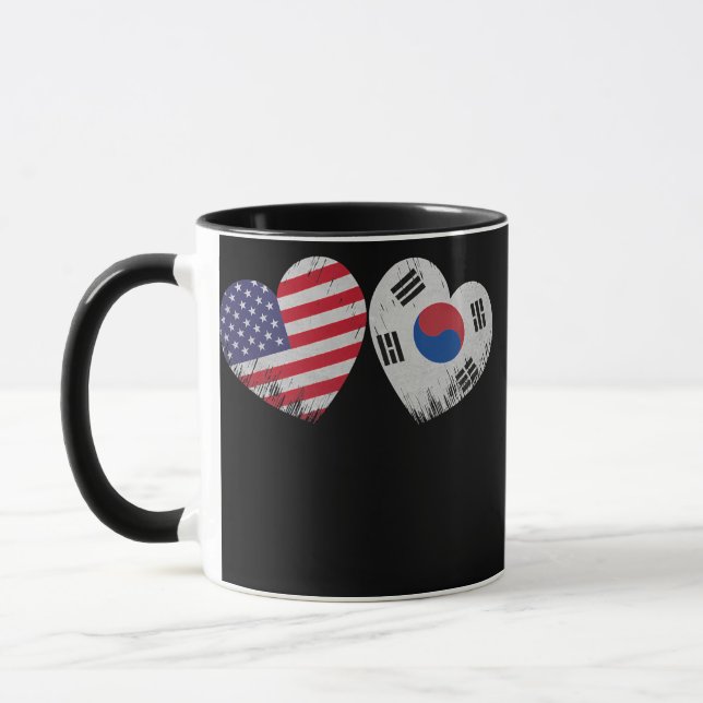 Heart Sydkoreansk Flagga Patriotic Family Mugg (Vänster)
