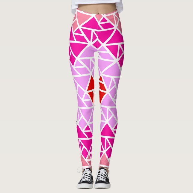 Heart Tangram Mönster Leggings (Framsida)
