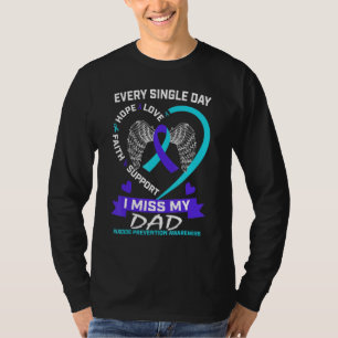 Heart Teal Lila jag missar min Pappa Suicide Aware T Shirt