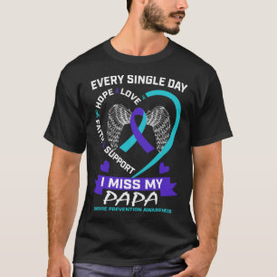 Heart Teal Lila Jag saknar Pappa Suicide Awareness T Shirt