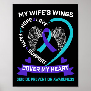 Heart Teal Lila Miss Min fru Suicide Awareness P Poster