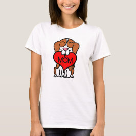Heart Tecknad Beagle Mamma T Shirt
