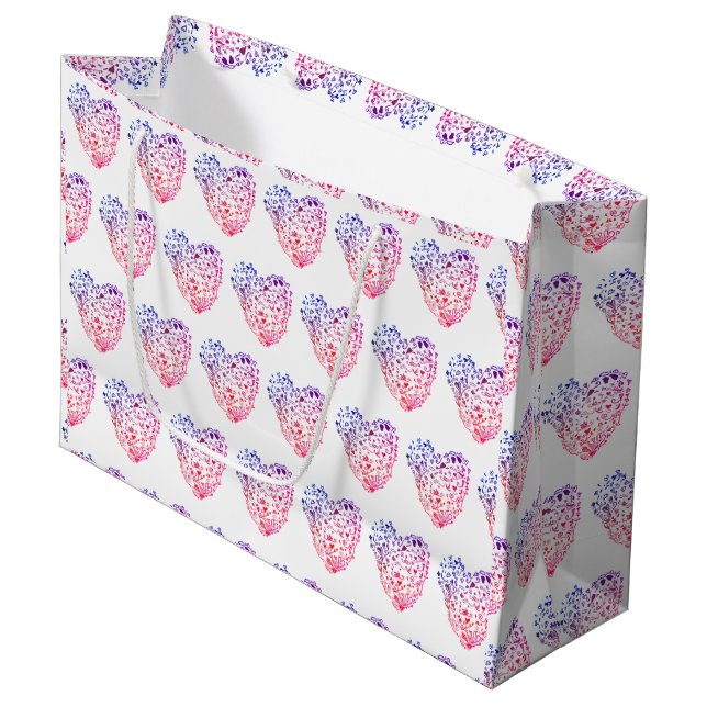 Heart Teckning Anpassningsbar Gift Bag (Framsidan Vinklad)