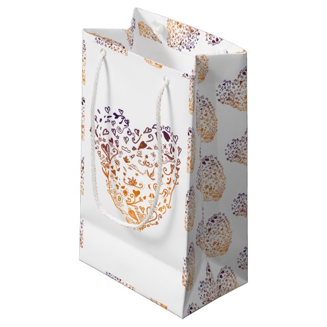 Heart Teckning Anpassningsbar Gift Bag - liten, gl (Framsidan Vinklad)