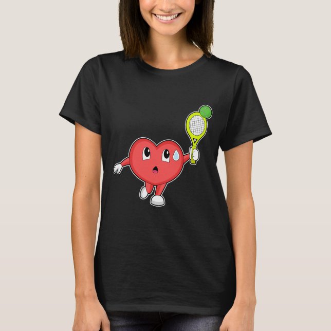 Heart Tennis Tennis racket Sports T Shirt (Framsida)