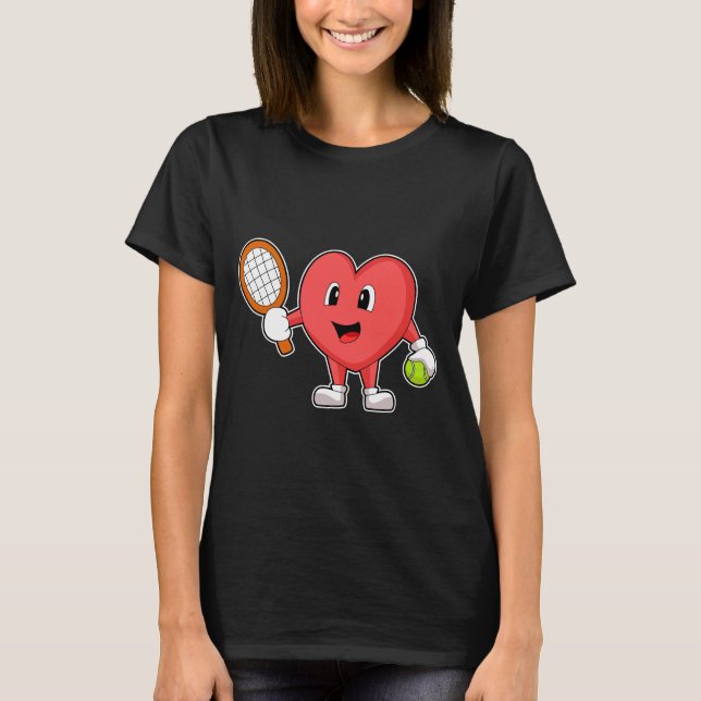 Heart Tennis Tennis racket T Shirt (Framsida)