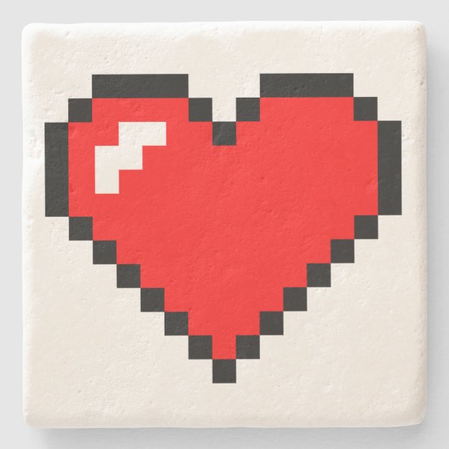 Heart Thief 8 Bit Pixel Art - Funny Geeky Gamer Underlägg Sten (Framsidan)
