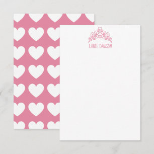 Heart Tiara Krona Personlig Note Cards Tack Kort