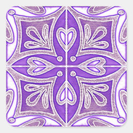 Heart Tiles Inspired Portuguesa Azulejos Lavender Fyrkantigt Klistermärke