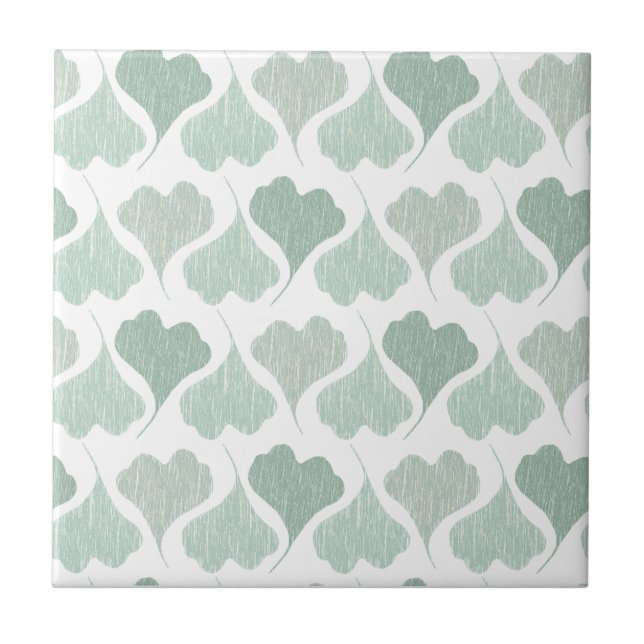 Heart Tittar Ginkgo Biloba Löv Grönt Tones Kakelplatta (Framsidan)