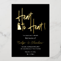 Heart to Heart Guld & Vit Folie Förlovningsinbjuda
