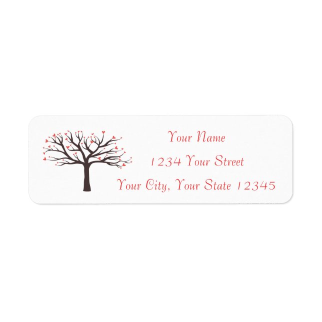 Heart Träd Address Label Returadress Etikett (Framsidan)