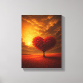 Heart Träd Sunset Wall Art Kanvastryck