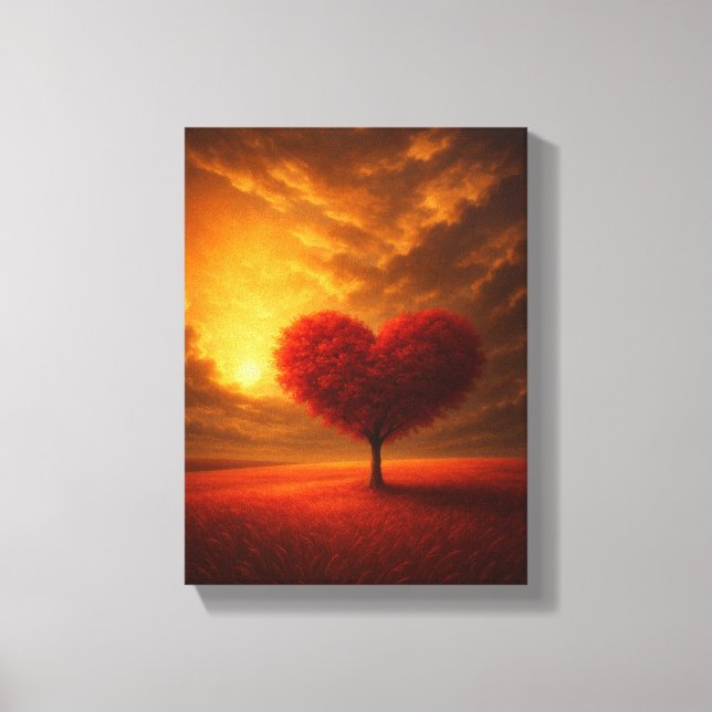 Heart Träd Sunset Wall Art Kanvastryck (Framsida)