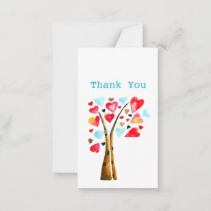 Heart träd valentines - vattenfärgskonst anteckningskort