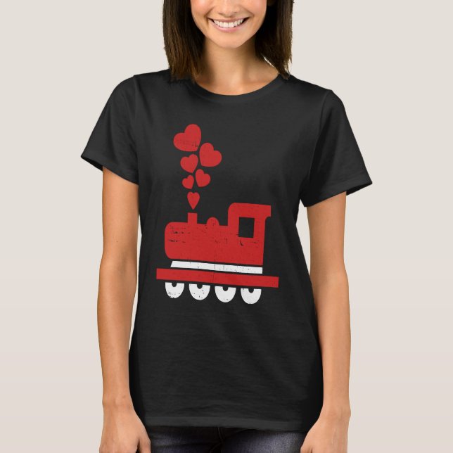 Heart Train Valentines Day Cool Railroad Love Boys T Shirt (Framsida)
