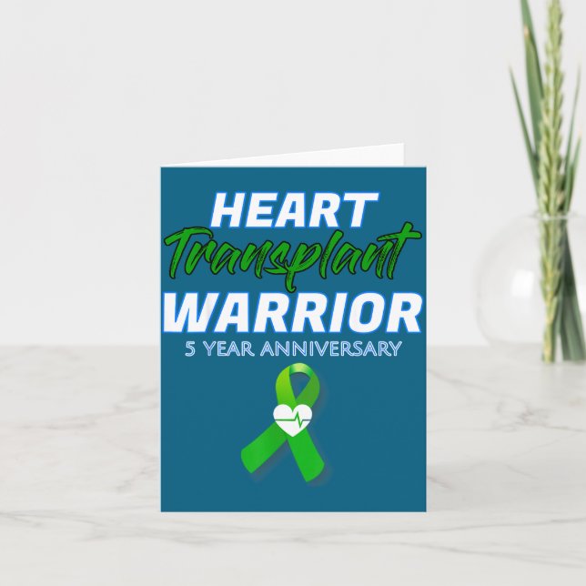 Heart Transplant 5 Year Anniversary Warrior Patien Kort (Framsida)